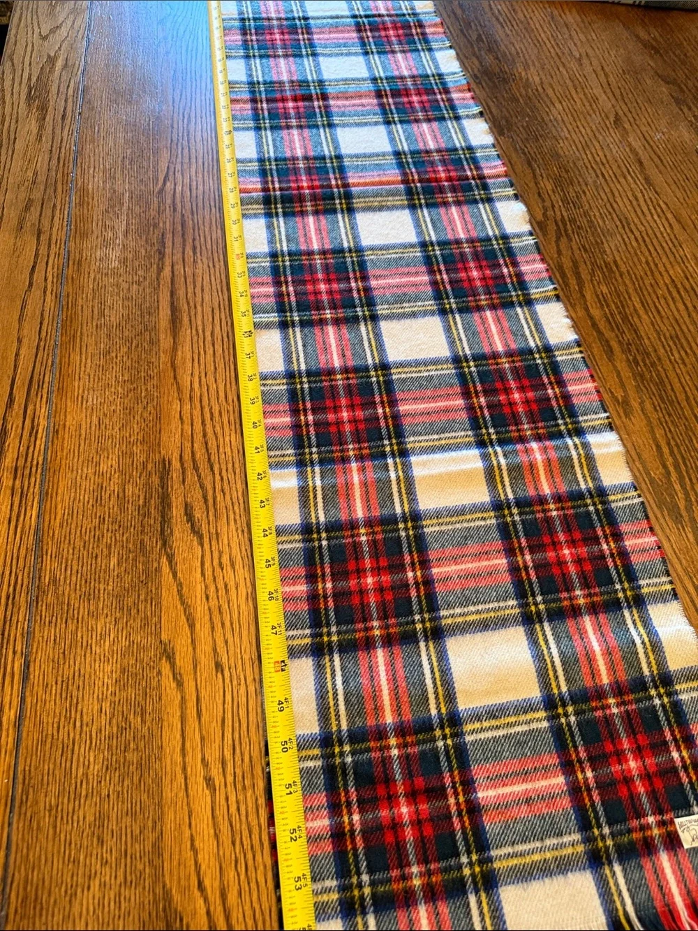 Vintage Made in Scotland 100% Pure Wool Tartan Plaid Scarf Fringe 56”